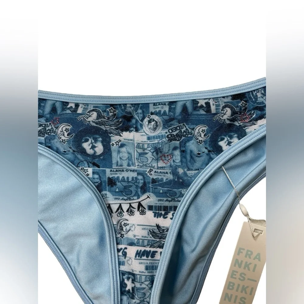 Frankie’s Bikinis Alana Blue Sawyer Shine Bottom NWT L